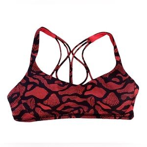 Lululemon Free to be Zen bra top size 10 red black strappy back padded